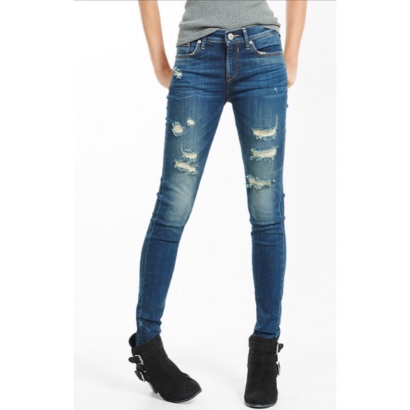 Express Denim - Express Distressed Mid-Rise Leggings